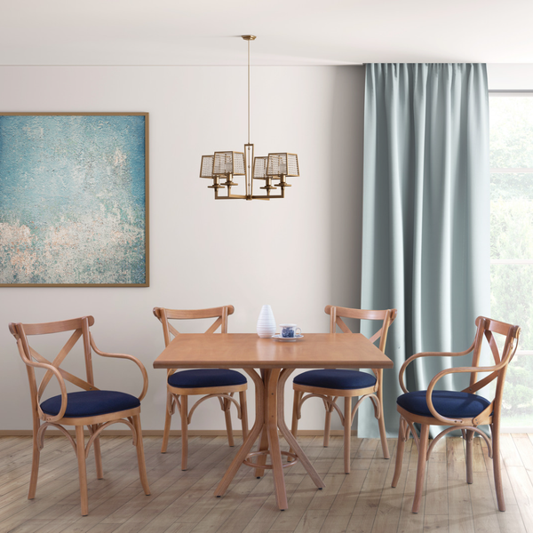 Mesa de Jantar Base em Madeira Maciça Tampo Quadrado 90cm Izar